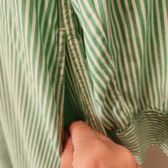 Xirena Marlowe Green White Clover Collared Stripe Shirt Dress Maxi Long M Cotton - Picture 4 of 13